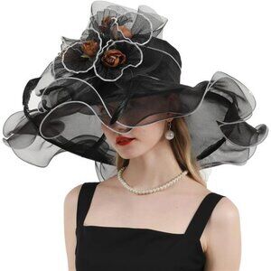 Women Organza Hat, Fascinator Hat Black